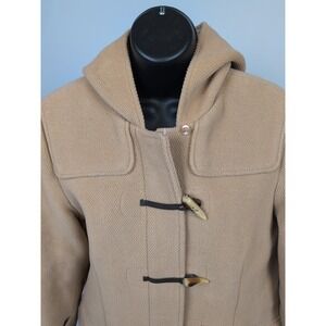 L.L. Bean Tan Hooded Toggle Coat